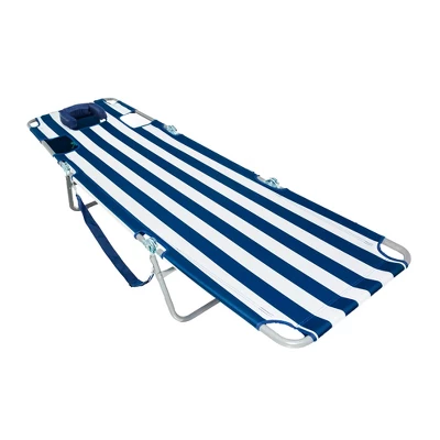 Camco Ostrich Chaise Beach Chair And Backpack Chaise Poolside Lounge Chair With 4 Adjustable Chair Positions And Carrying Straps, Navy Stripes - Image 4