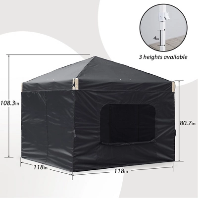 Aoodor 10' X 10' Pop Up Canopy Tent With Removable Mesh Window Sidewalls, Portable Instant Shade Canopy With Roller Bag - Image 3