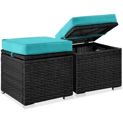 Best Choice Products Set Of 2 Wicker Ottomans, Multipurpose Furniture W/ Removable Cushions, Steel Frame - Image 11
