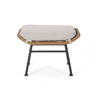 Set Of 2 Chalet Indoor Modern Boho Wicker Chat With Ottomans Light Brown/Beige/Black - Christopher Knight Home - Image 2