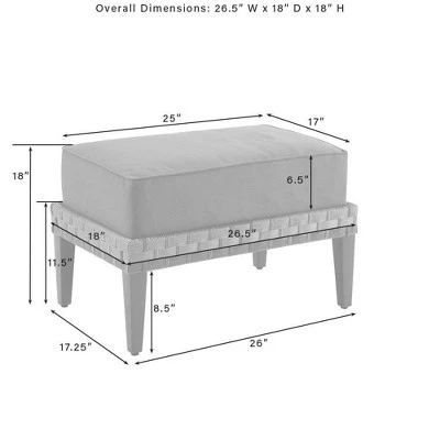 Prescott Outdoor Wicker Ottoman - Blue/Brown - Crosley - Image 8