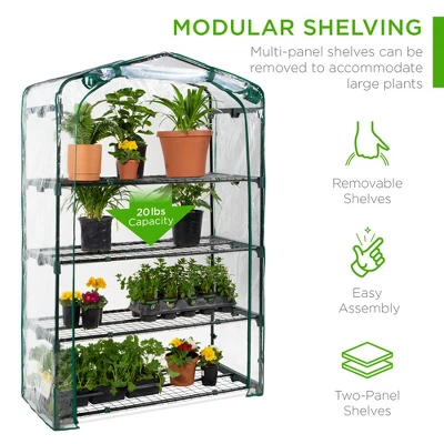 Best Choice Products 40in Wide 4-Tier Mini Greenhouse, Portable Indoor Outdoor Arboretum For Yard W/ Steel Shelves - Image 4