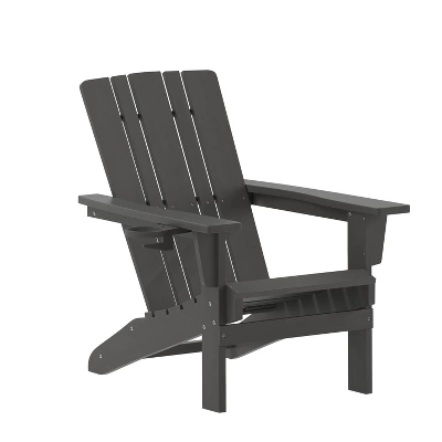 Flash Furniture Halifax Adirondack Chair With Cup Holder, Weather Resistant HDPE Adirondack Chair - Image 14