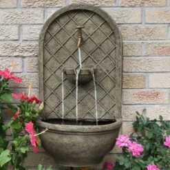 Sunnydaze Decor Sunnydaze 26"H Solar Polystone Messina Outdoor Wall-Mount Water Fountain
