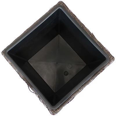 Sunnydaze Decor Sunnydaze Modern Decorative Standing Square Polyrattan Planter Containers - Brown - 2-Pack - Image 2