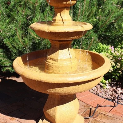 Sunnydaze Decor Sunnydaze 40"H Electric Fiberglass And Resin 3-Tier Tropical Style Outdoor Water Fountain - Image 3
