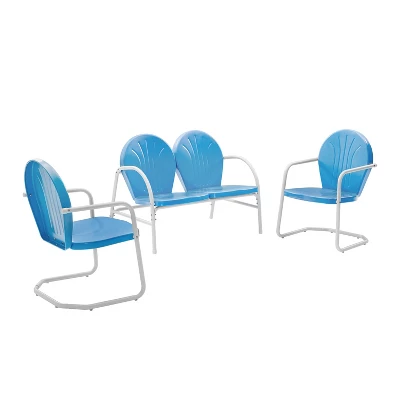 Griffith 3pc Outdoor Seating Set - Sky Blue - Crosley - Image 5