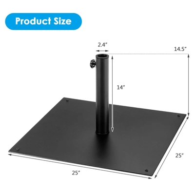 Tangkula 40LBS Outdoor Market Umbrella Base Stand Square Umbrella Holder Black - Image 2