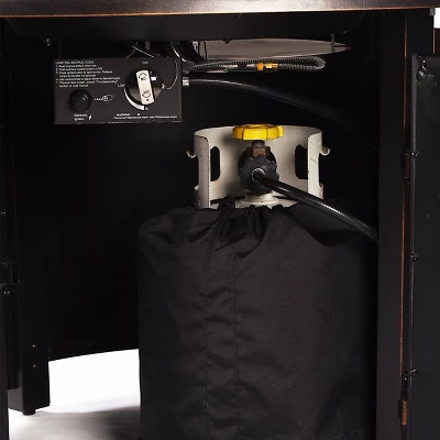 5pc Outdoor Set With 44" Round Aluminum Fire Table Set With 4 Swivel Rocking Chairs & Wind Blocker Lid - Oakland Living - Image 9