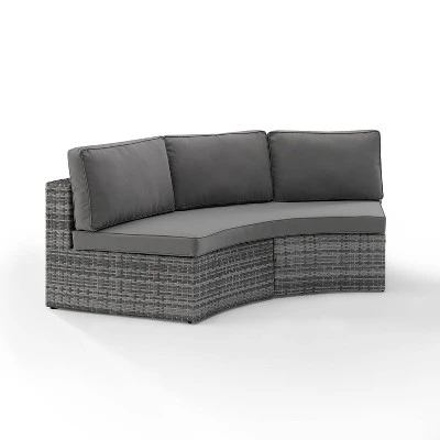 Catalina Wicker Round Sectional Sofa - Gray - Crosley