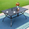 7pc Outdoor Dining Set With Swivel Sling Chairs & Rectangle Table With Umbrella Hole - Black - Captiva Designs