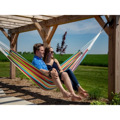 The Hamptons Collection 144” Orange And Green Striped Two Person Brazilian Sunbrella Hammock - Image 3