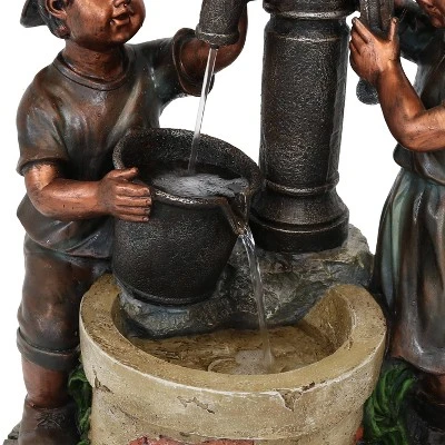 Sunnydaze Decor Sunnydaze 24"H Electric Polyresin Jack And Jill At Farmhouse Pump And Well Outdoor Water Fountain - Image 3
