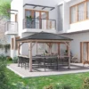Outsunny 11' X 11' Grill Gazebo Canopy, Hardtop Gazebo With Three Bar Counters, Metal And Acrylic Combined Roof