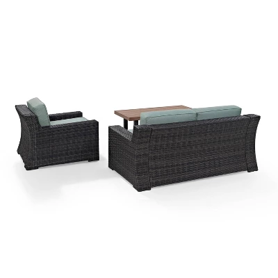 Beaufort 3pc Outdoor Wicker Conversation Set - Mist - Crosley - Image 7
