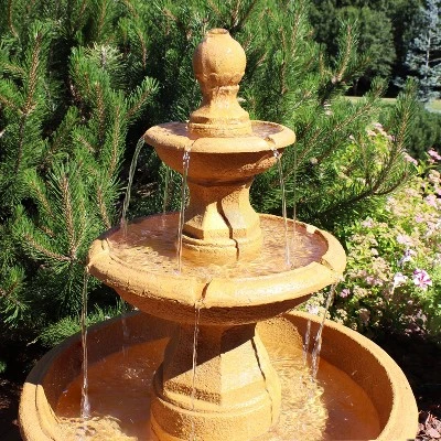 Sunnydaze Decor Sunnydaze 40"H Electric Fiberglass And Resin 3-Tier Tropical Style Outdoor Water Fountain - Image 5