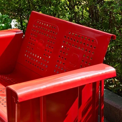 Bates Outdoor Loveseat Glider - Bright Red - Crosley - Image 6