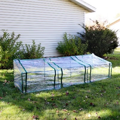 Sunnydaze Decor Sunnydaze Outdoor Portable Slanted Top Plant Shelter Mini Cloche Greenhouse With Zipper Doors - Clear - Image 7