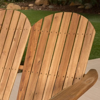 Malibu Acacia Wood Patio Adirondack Loveseat - Christopher Knight Home - Image 3