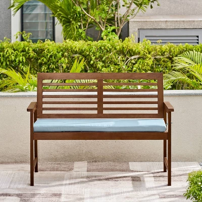 Farmhouse Slatted Eucalyptus Wood Garden Bench - Vifah - Image 3