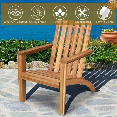 Costway Patio Acacia Wood Adirondack Chair Lounge Armchair Durable Outdoor Garden Yard - Image 6