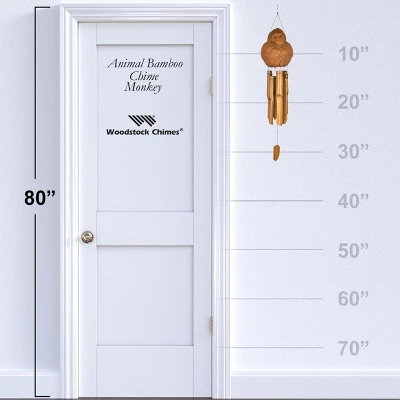 Woodstock Wind Chimes Asli Arts® Collection, Monkey Bamboo Chime, 32'' Wind Chime CMO305 - Image 3
