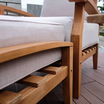 Cambridge Casual Caterina Teak Outdoor Patio Ottoman With Cushion - Image 6