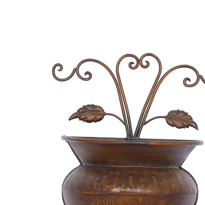 18" Wide Planter Traditional Metal Pot Brown - CosmoLiving By Cosmopolitan - Image 4