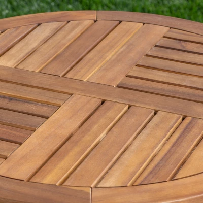 Clement 3pc Acacia And Wicker Bistro Set - Teak/Brown - Christopher Knight Home - Image 3