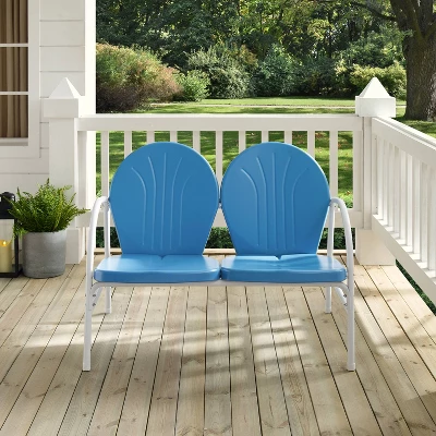 Griffith Outdoor Loveseat - Sky Blue - Crosley - Image 4