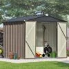 Patio 8ft X6ft Metal Storage Shed With Lockable Doors, Tool Cabinet With Vents And Foundation Frame-ModernLuxe