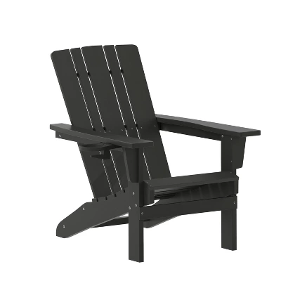 Flash Furniture Halifax Adirondack Chair With Cup Holder, Weather Resistant HDPE Adirondack Chair - Image 12