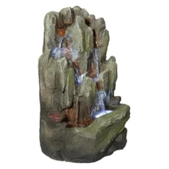 Design Toscano Lost Falls Cascading Waterfall Illuminated Tabletop Fountain