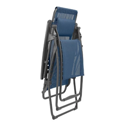 Lafuma Futura XL Zero Gravity Portable Ergonomic Outdoor Patio Steel Framed Recliner Folding Lounge Chair With Headrest Cushion, Ocean Blue (2 Pack) - Image 2