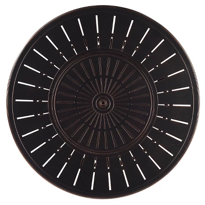 5pc Outdoor Set With 44" Round Aluminum Fire Table Set With 4 Swivel Rocking Chairs & Wind Blocker Lid - Oakland Living - Image 4