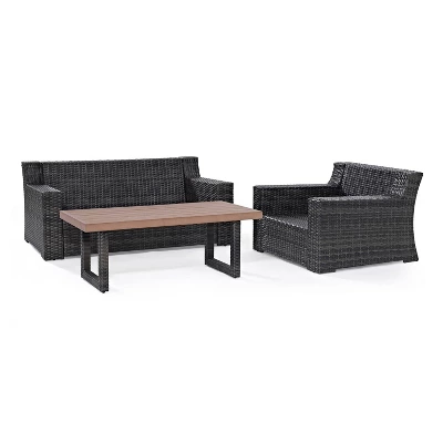 Beaufort 3pc Outdoor Wicker Conversation Set - Mist - Crosley - Image 6