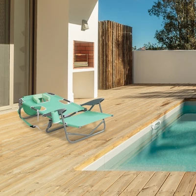 Ostrich Lightweight Portable Outdoor On Your Back Folding Reclining Chair For Lawn Beach Camping With 5 Seat Adjustment Backpack Straps And Cup Holder - Image 3