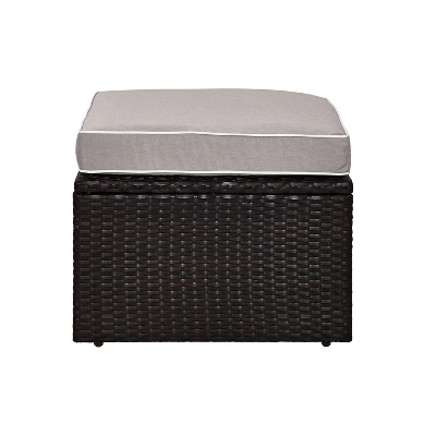 Palm Harbor Outdoor Wicker Ottoman - Gray - Crosley - Image 4