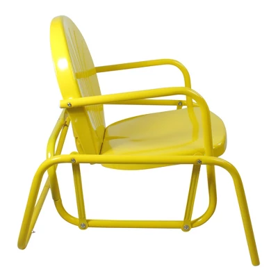 Northlight Outdoor Retro Metal Tulip Glider Patio Chair, Yellow - Image 3