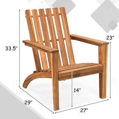 Costway Patio Acacia Wood Adirondack Chair Lounge Armchair Durable Outdoor Garden Yard - Image 2