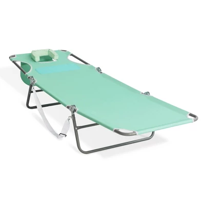 Ostrich Lightweight Portable Chaise Folding Sunbathing Poolside Beach Chair With Outdoor Adjustable Recliner Lounge Pool Chair, Teal - Image 4