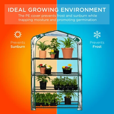 Best Choice Products 40in Wide 4-Tier Mini Greenhouse, Portable Indoor Outdoor Arboretum For Yard W/ Steel Shelves - Image 2