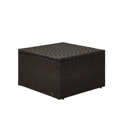 Palm Harbor Outdoor Wicker Ottoman - Gray - Crosley - Image 6