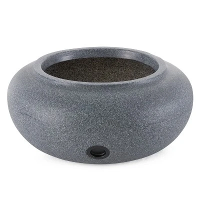 HC Companies Versatile 21 Inch Round Natural Decorative Plastic Outdoor Garden Hose Storage Pot With Side Hole For Faucet Connection - Image 3