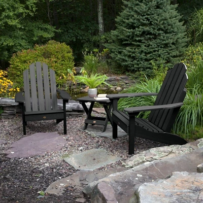 Westport 3pc Set With Adirondack Chairs & Folding Side Table - Black - Highwood