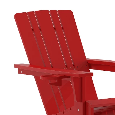 Flash Furniture Halifax Adirondack Chair With Cup Holder, Weather Resistant HDPE Adirondack Chair - Image 7