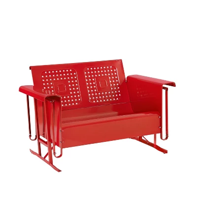 Bates Outdoor Loveseat Glider - Bright Red - Crosley - Image 3