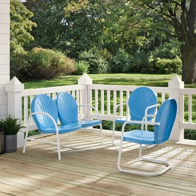 Griffith 3pc Outdoor Seating Set - Sky Blue - Crosley - Image 3