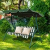 SUGIFT 3-Person Porch Swing With Cushion And Adjustable Tilt Canopy In Green