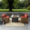 3pc Bradenton Outdoor Steel Fire Pit Set With 2 Loveseats Sangria/Weathered Brown - Crosley